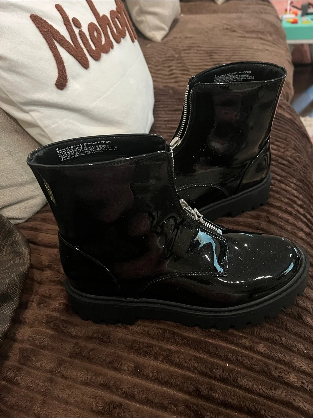 UGG Kids Black Patent Zip-Front Rain & Snow Boots